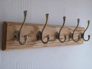 Antique Brass Ball End 4 Hook Coat Rail 48cm.