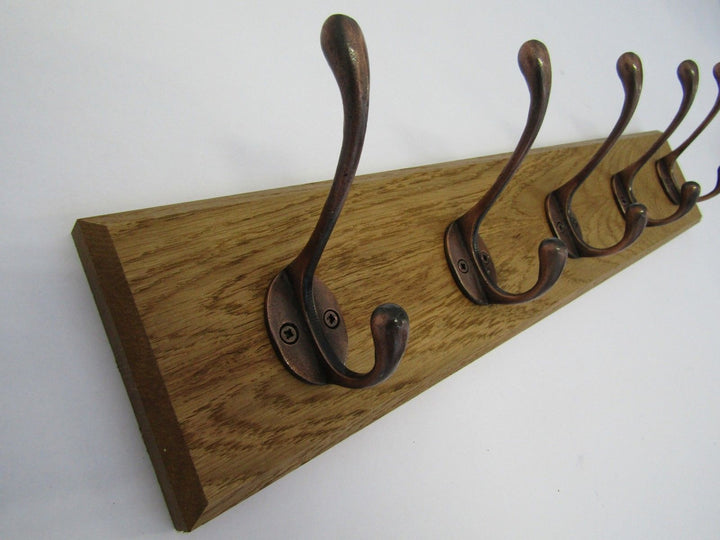 Antique Copper Victorian 5 Hook Coat Rail 58cm.