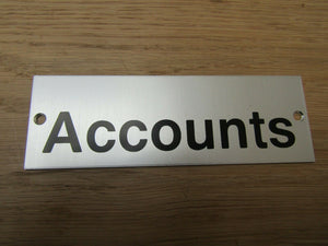 Rectangular Satin Aluminium Accounts Door Sign.