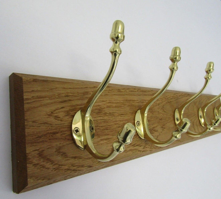 Polished Brass Acorn Coat Hook Rail.