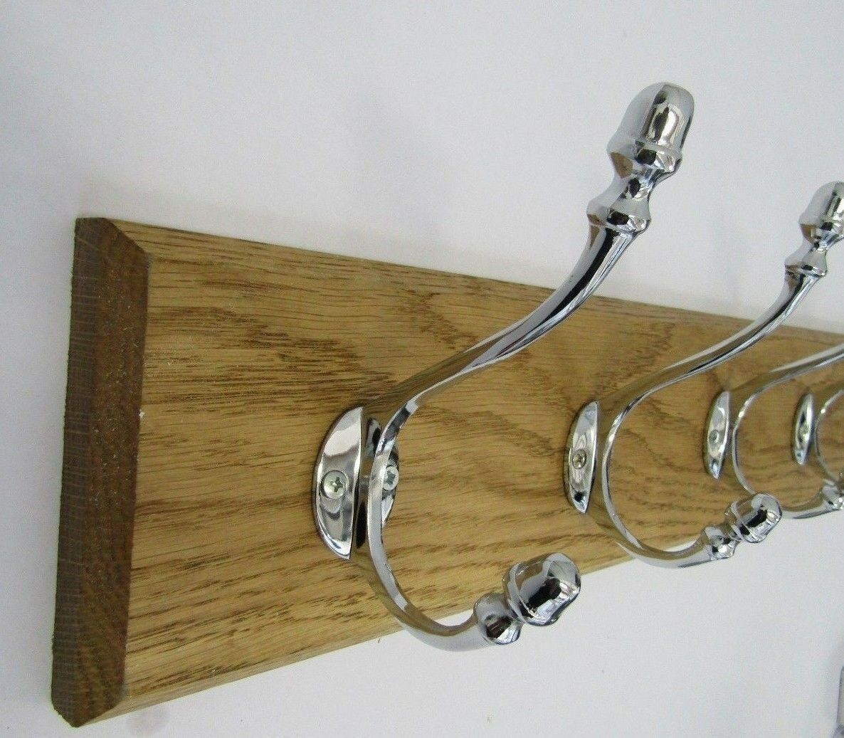 Polished Chrome Acorn 8 Hook Coat Rail 88cm.