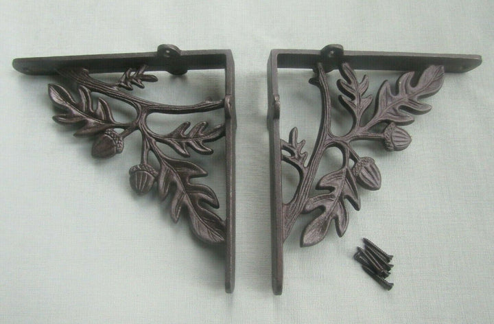 Pair of Acorn Shelf Brackets Antique Iron.