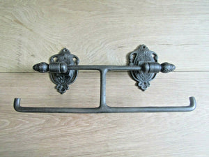 Double Acorn Toilet Roll Holder Antique Iron.
