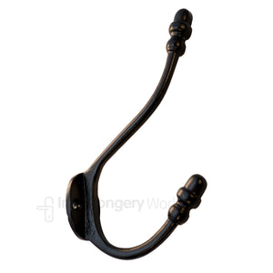 Large Acorn Tip Coat Hook Black Antique.