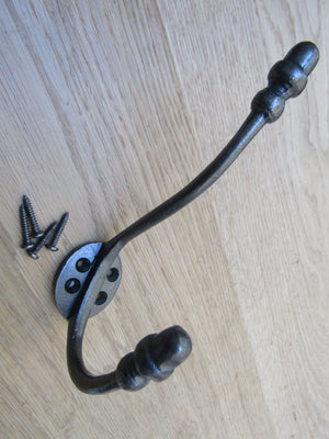 Pack Of 5 Large Acorn Tip Coat Hooks Antique Iron.