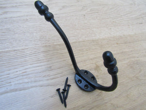 Pack Of 5 Large Acorn Tip Coat Hooks Black Antique.