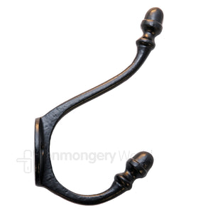 Small Acorn Tip Coat Hook Black Antique.