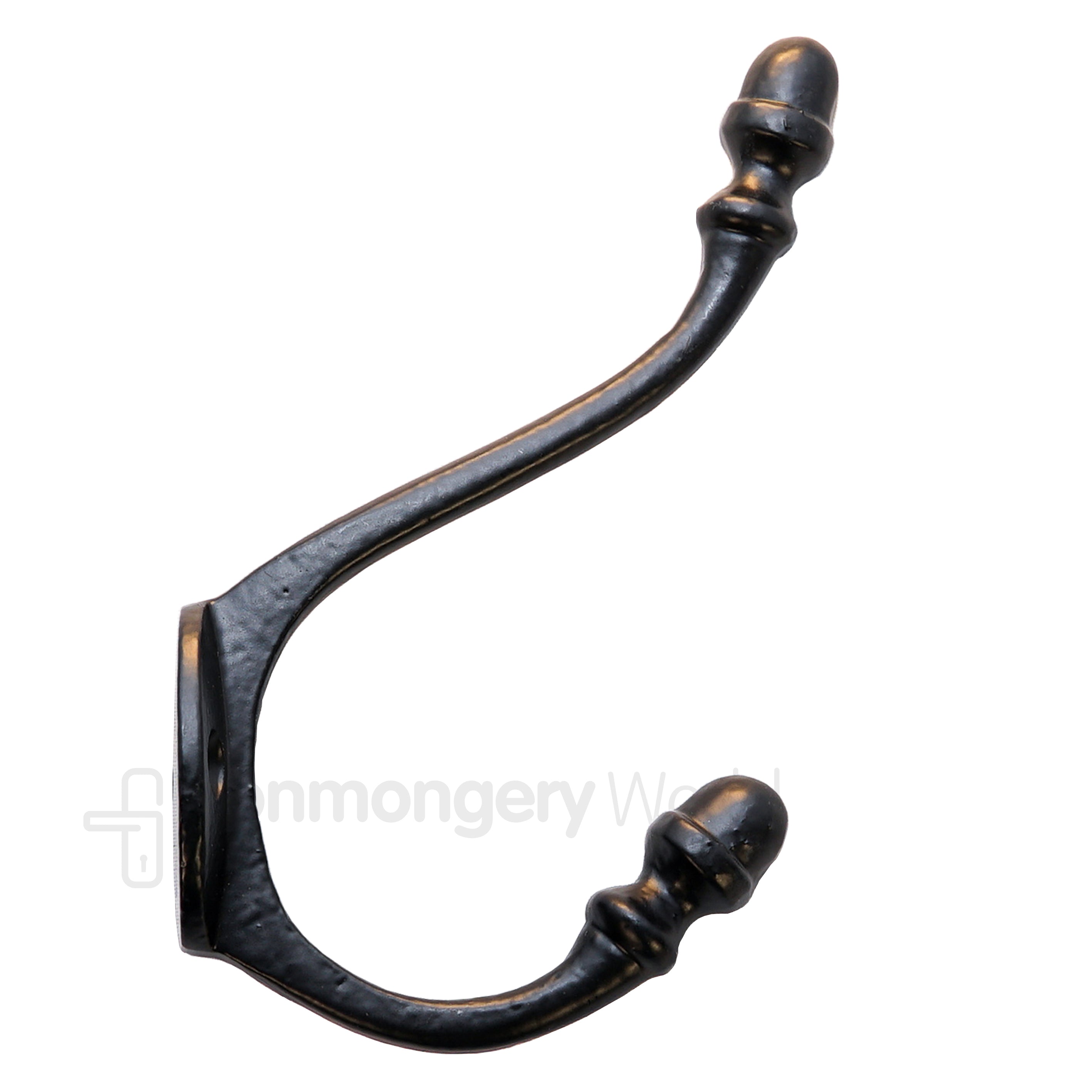 Small Acorn Tip Coat Hook Black Antique.
