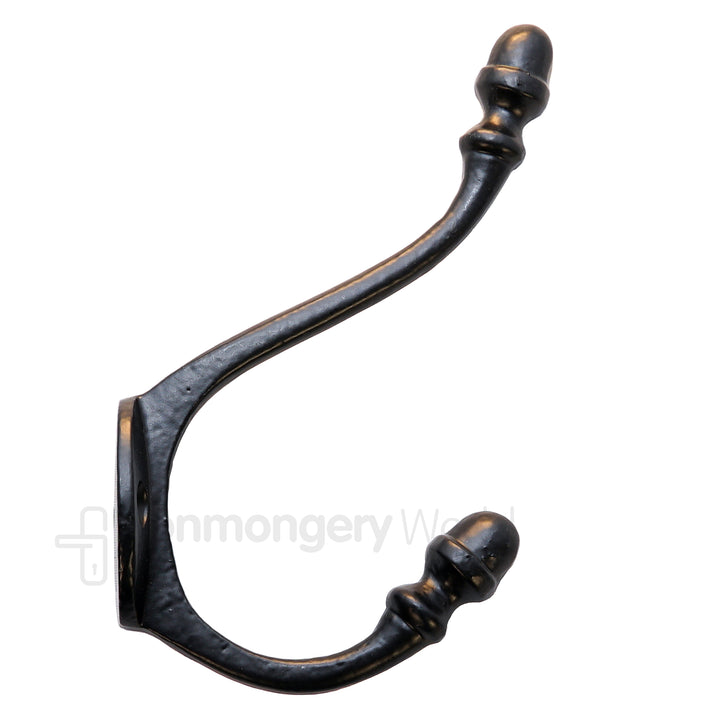 Small Acorn Tip Coat Hook Black Antique.