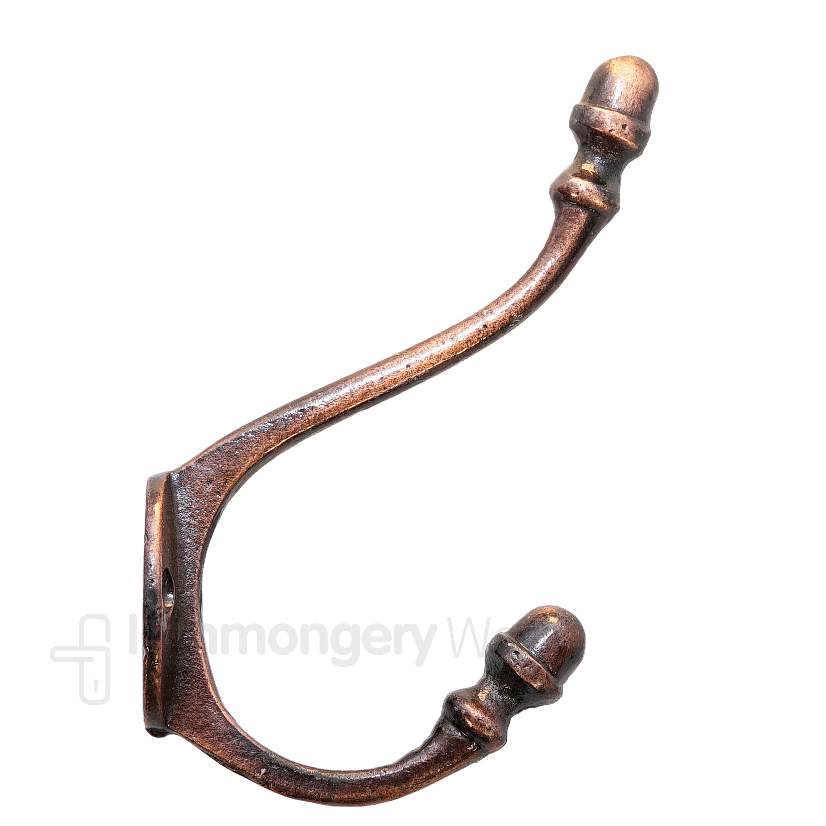 Small Acorn Tip Coat Hook Antique Copper.
