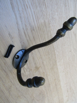 Pack Of 5 Small Acorn Tip Coat Hooks Antique Brass.