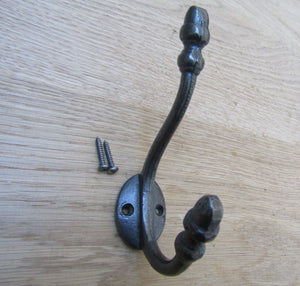 Pack Of 5 Small Acorn Tip Coat Hooks Antique Iron.