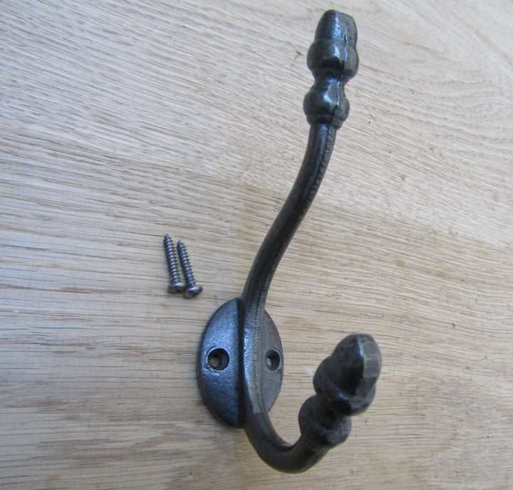 Pack Of 5 Small Acorn Tip Coat Hooks Antique Iron.