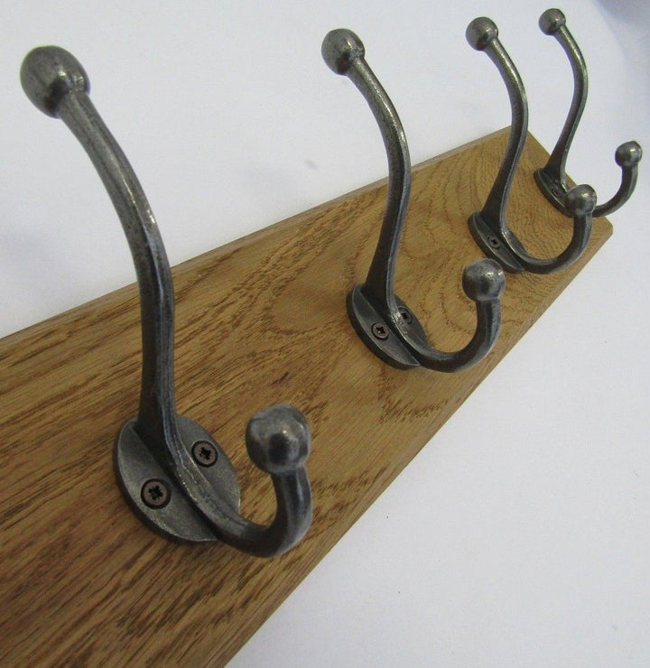 Antique Iron Bulb Tip 9 Hook Coat Rail 98cm.