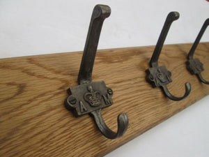 Antique Iron Air Ministry 9 Hook Coat Rail 98cm.