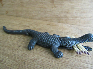 Quirky Alligator Match Stick Holder Antique Iron.