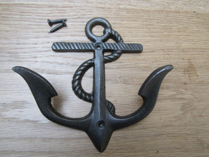 Pack Of 3 Anchor Coat Hooks Antique Iron.