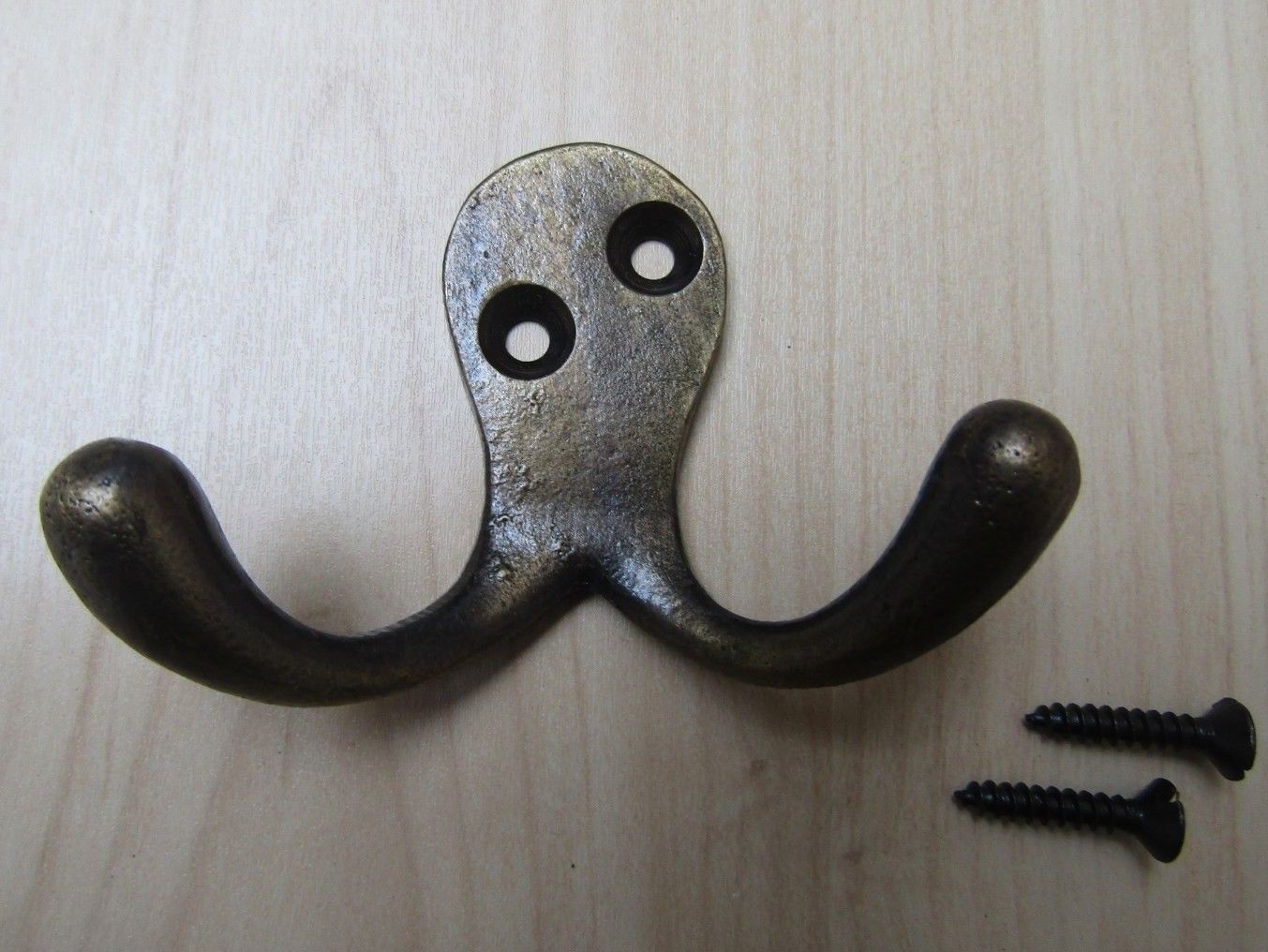 Double Robe Hook Antique Brass.
