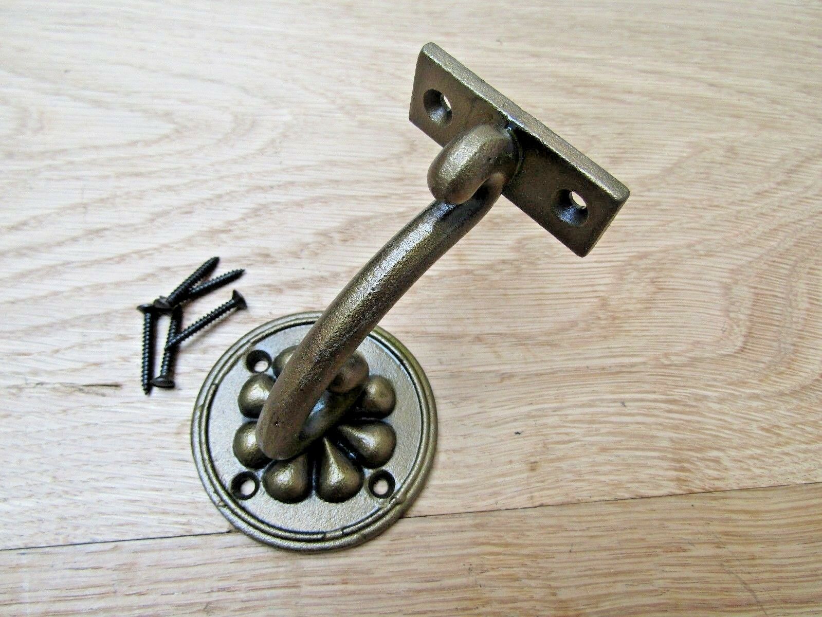 Cast Iron Fancy decorative handrail bracket Antique Brass.