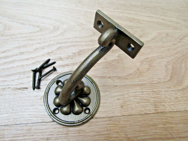 Cast Iron Fancy decorative handrail bracket Antique Brass.