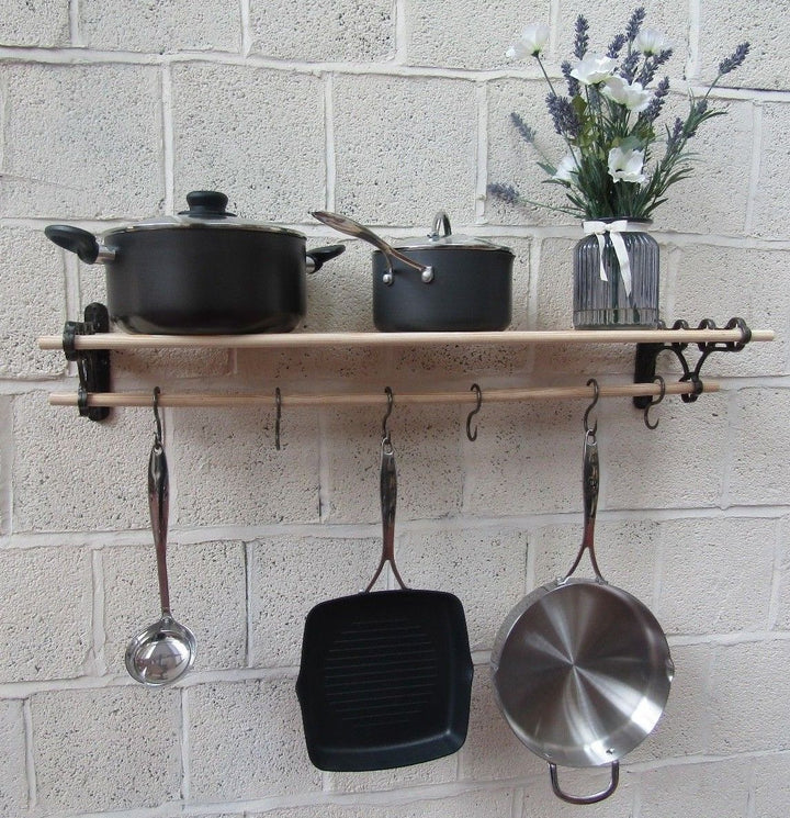 Antique Iron Kitchen Pot Pan Rack 1.2m.