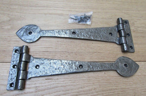 Pair of 12inch Spear Head Cast Iron Hinges Antique Iron.