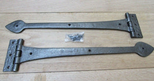 Pair of 18inch Spear Head Cast Iron Hinges Antique Iron.
