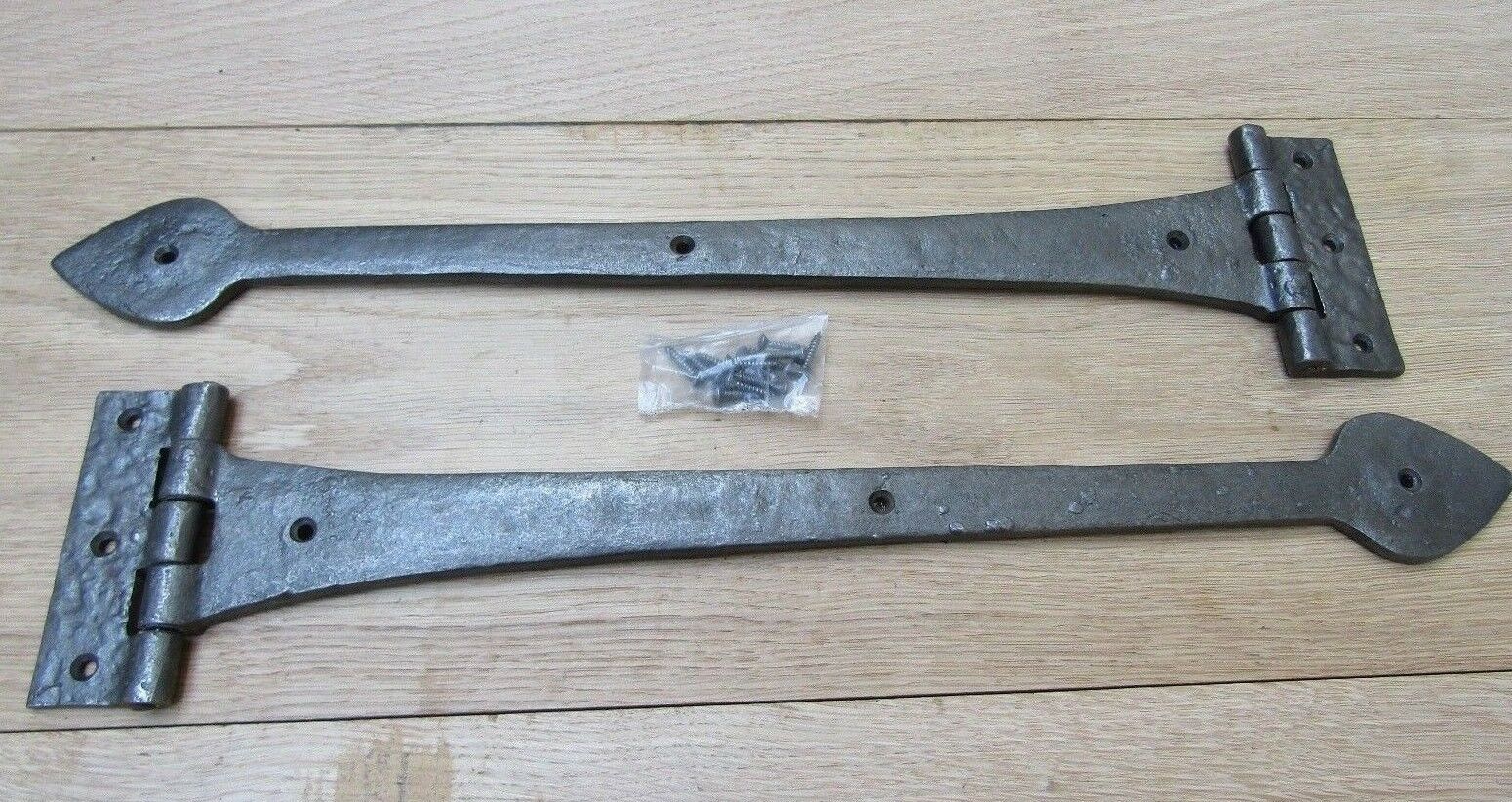 Pair of 18inch Spear Head Cast Iron Hinges Antique Iron.