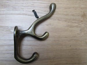 Pack Of 5 Antler Coat Hooks Antique Brass.