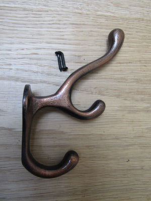 Pack Of 5 Antler Coat Hooks Antique Copper.