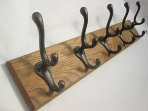 Antique Iron Antler 5 Hook Coat Rail 58cm.