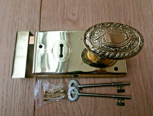 6inch Rim Lock Brass & Art Nouveau Brass Set.