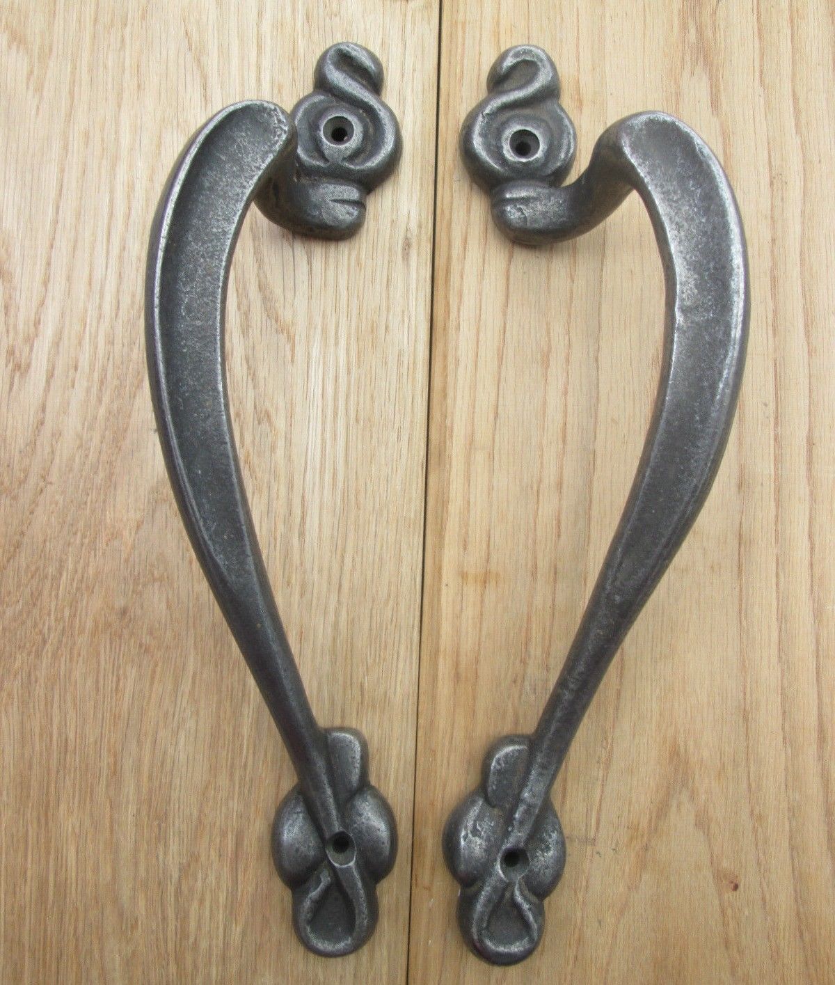 Pair Of Art Nouveau Door Pull Handles Antique Iron.
