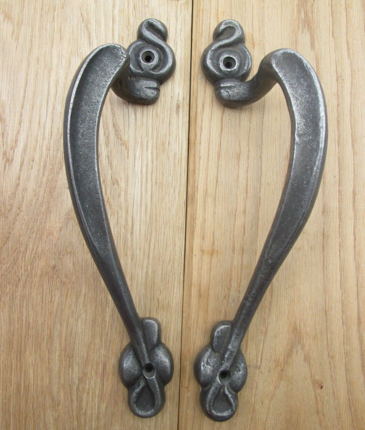 Pair Of Art Nouveau Door Pull Handles Antique Iron.