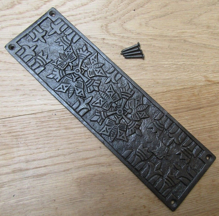 Antique Iron Aztec Finger Plate.
