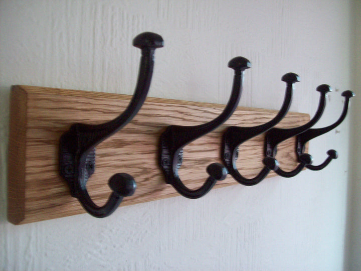 Black Antique Ridged 10 Hook Coat Rail 108cm.