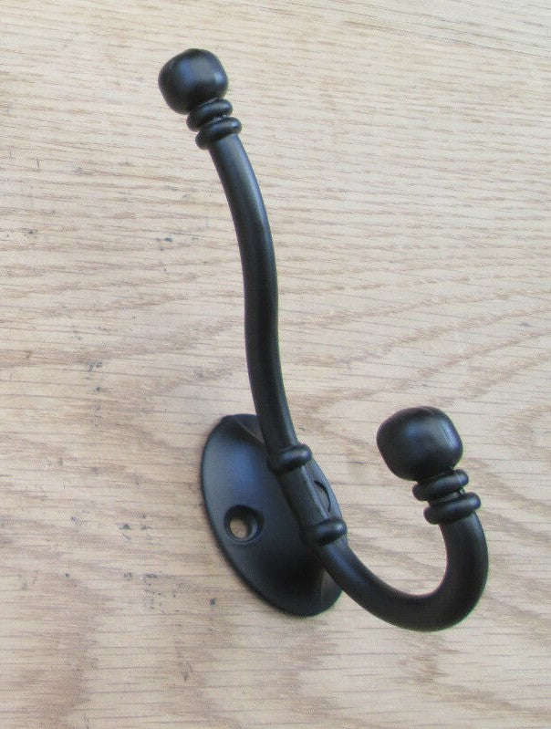Pack Of 5 Ball End Coat Hooks Black Antique.