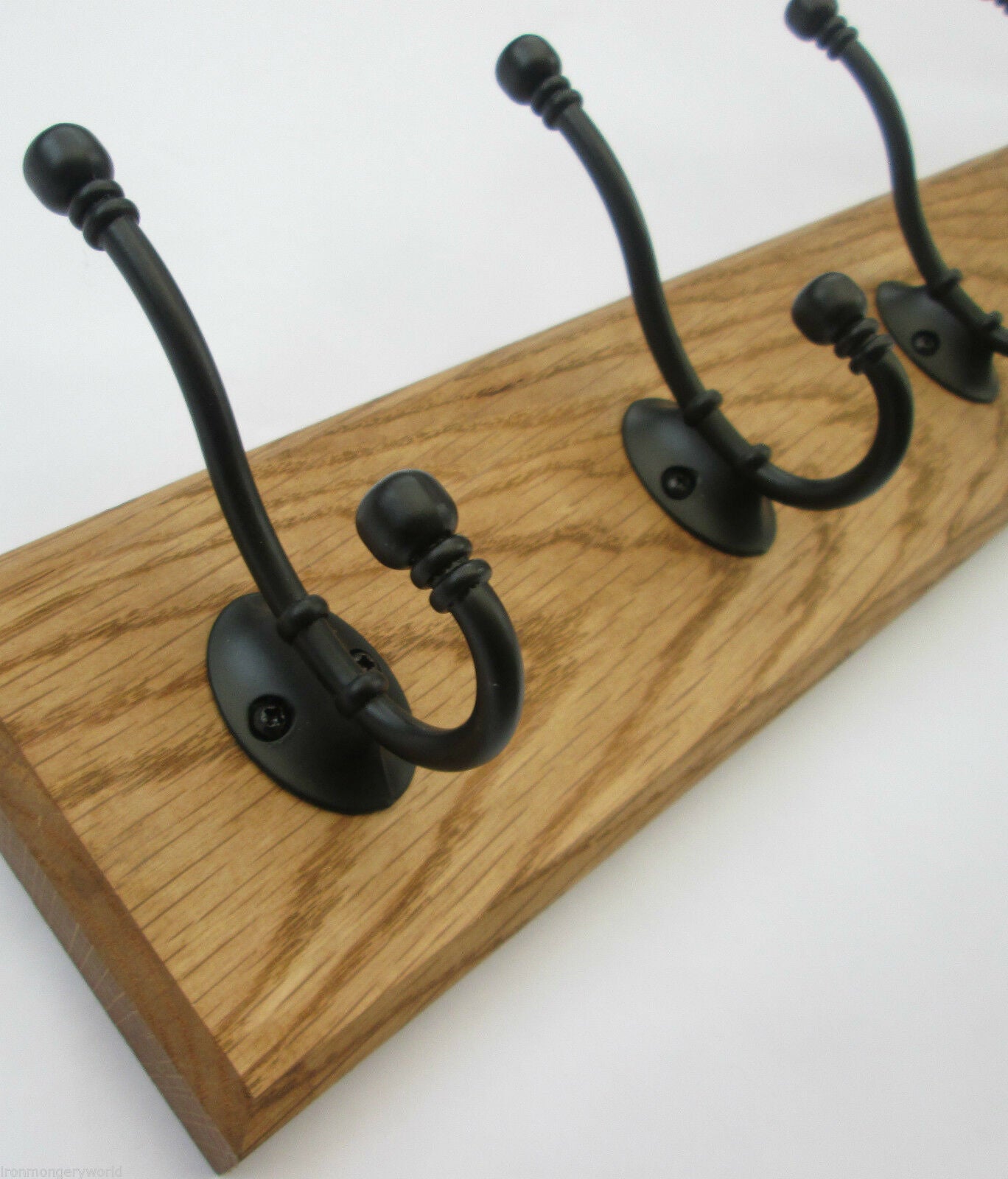 Black Ball End 3 Hook Coat Rail 38cm.