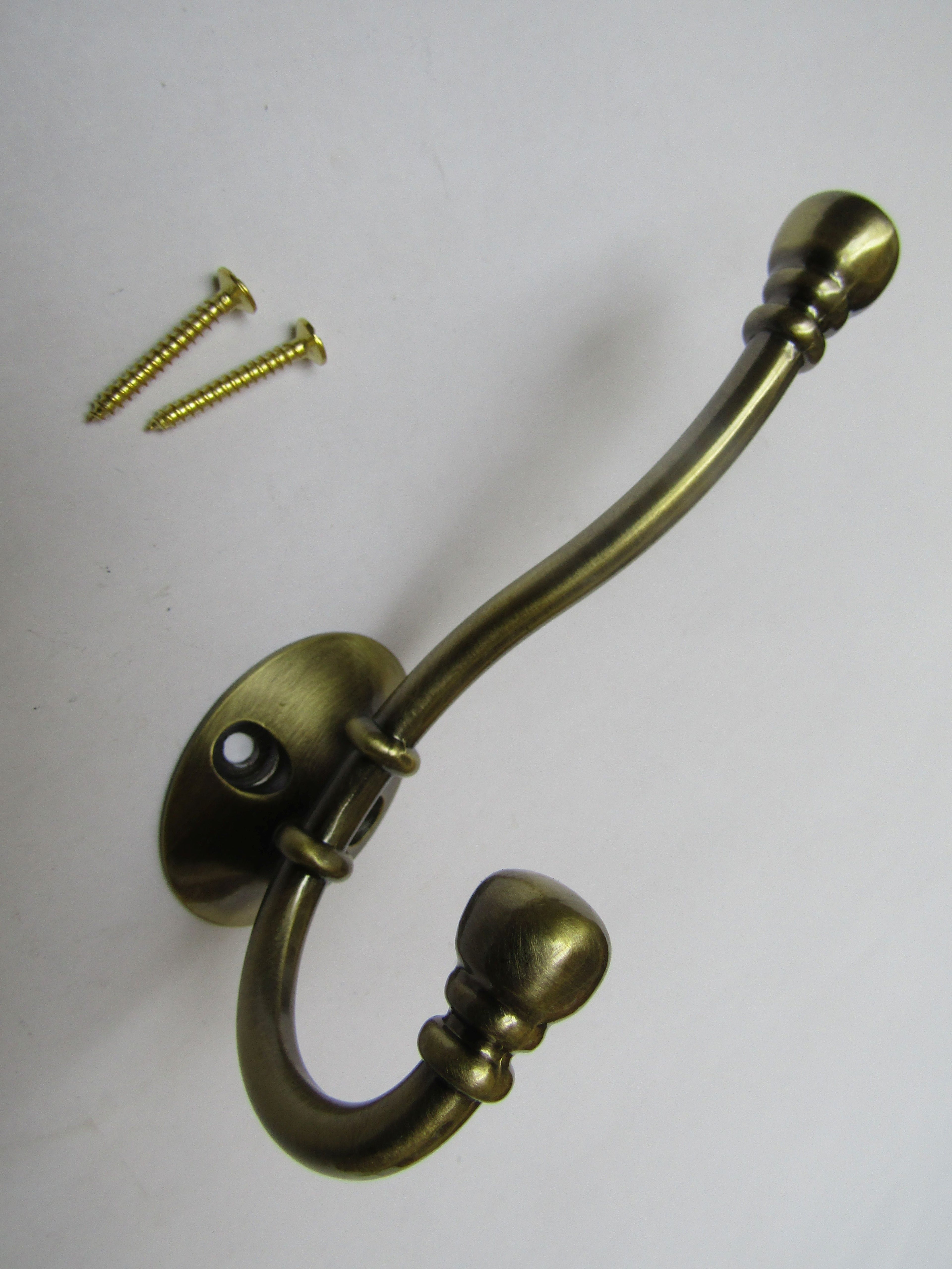 Pack Of 5 Ball End Coat Hooks Antique Brass.