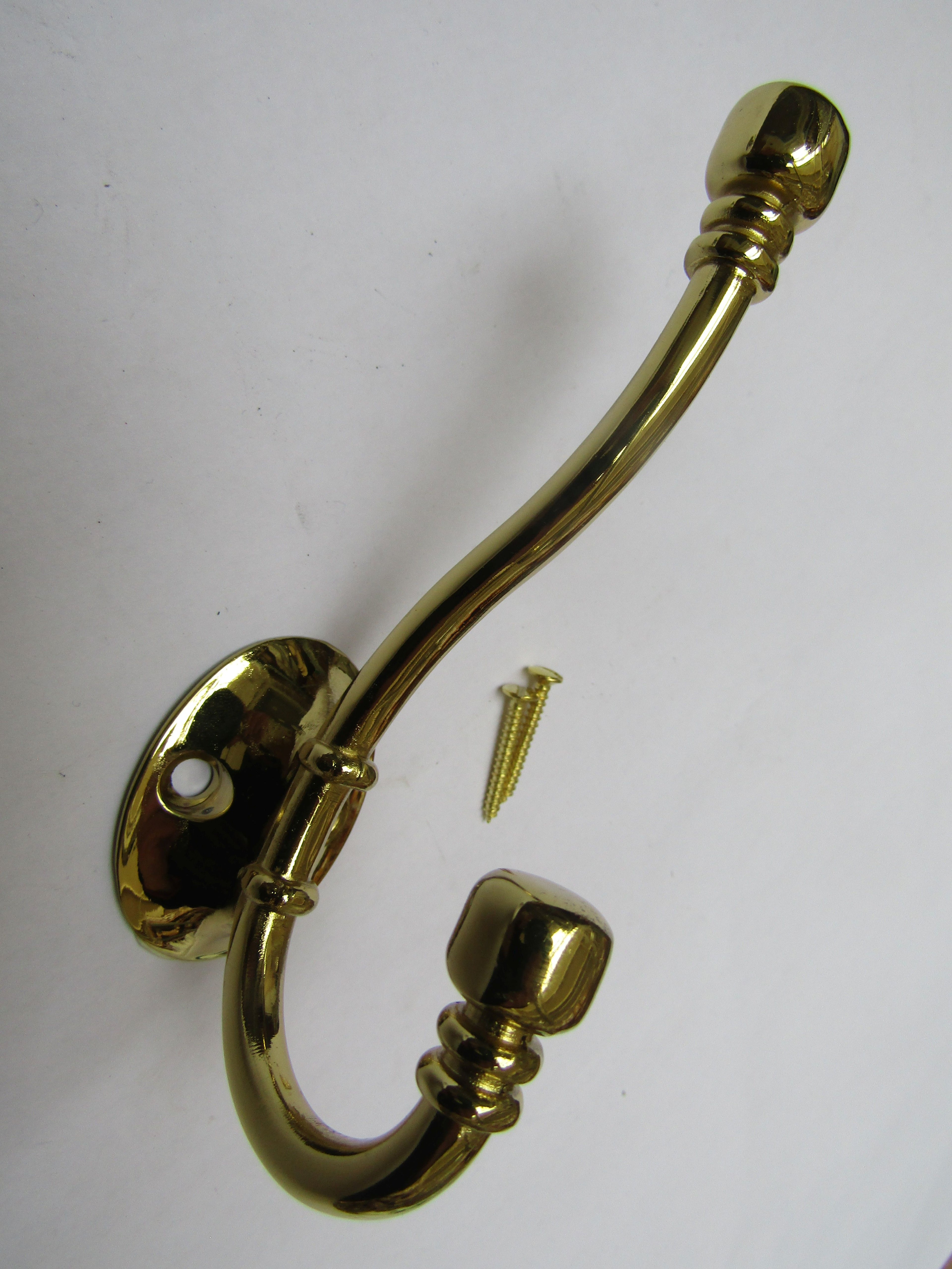 Pack Of 5 Ball End Coat Hooks Polished Brass.