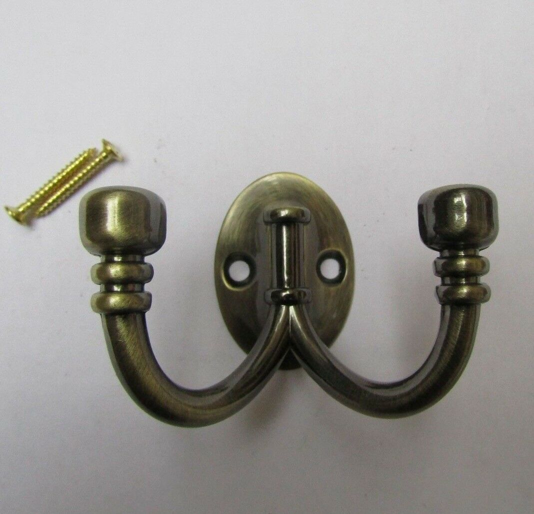 Double Ball end Robe Hook Antique Brass.