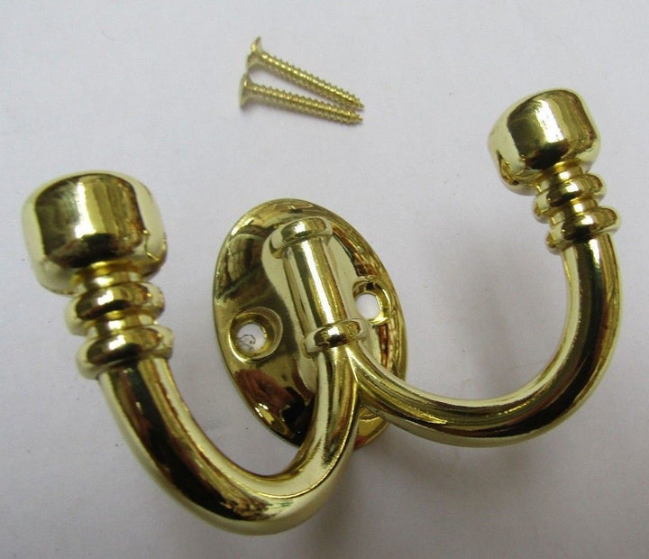 Double Ball end Robe Hook Polished Brass.