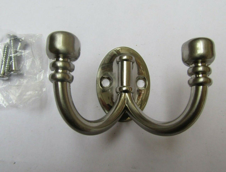 Pack of 5 Double Ball end Robe hook Satin Nickel.
