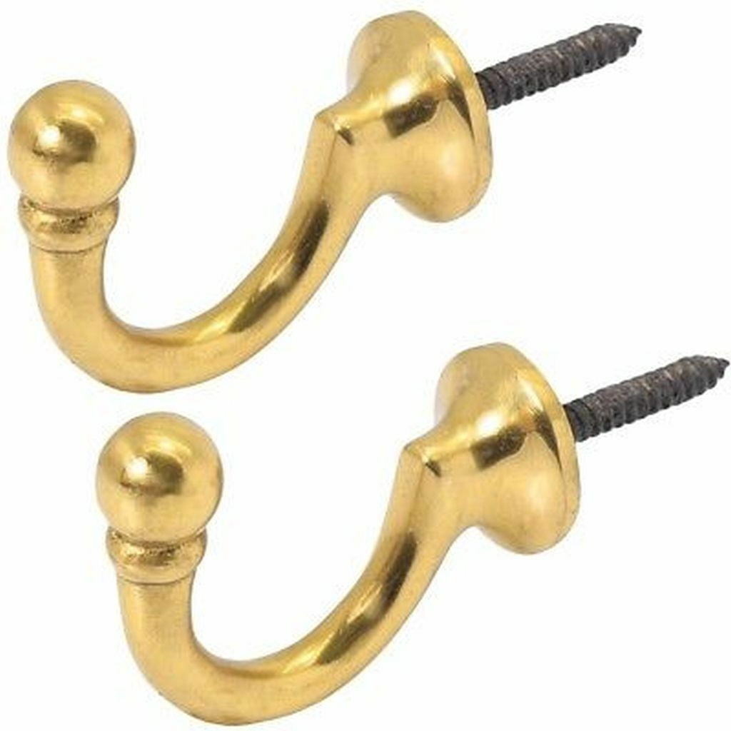 Pair of Ball End Screw in Hook Polished Brass.