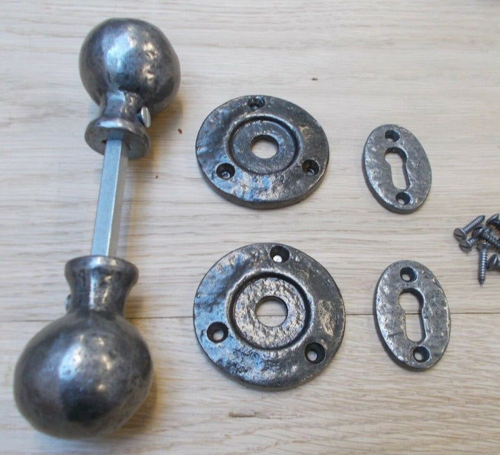 Rim door knob set Ball Antique Iron.
