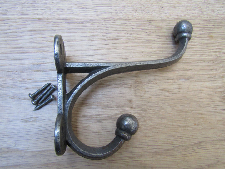 Pack Of 5 Ball Tip Hall Stand Coat Hooks Antique Iron.