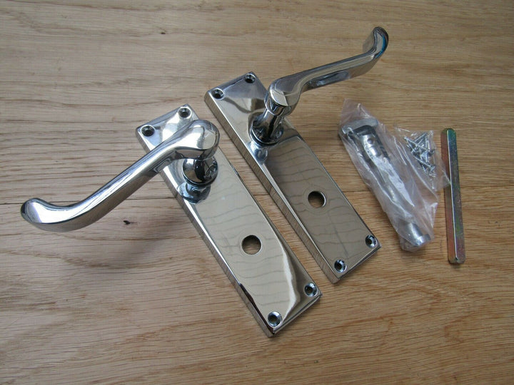 Bathroom Lever Door Handle Scroll Polished Chrome.