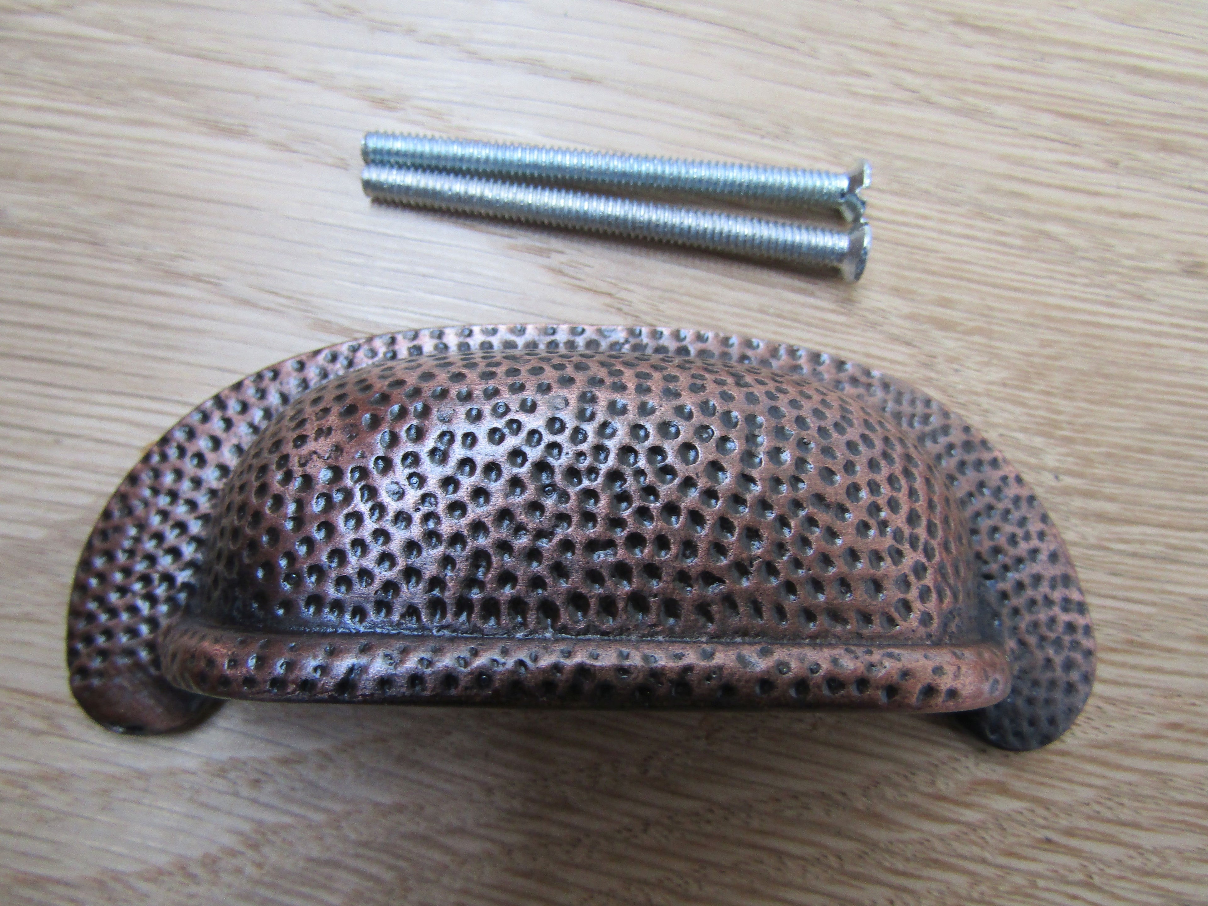 Beaten Effect Rear Fix Cabinet Pull Handle Antique Copper.