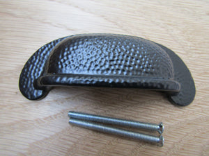 Beaten Effect Rear Fix Cabinet Pull Handle Black Antique.