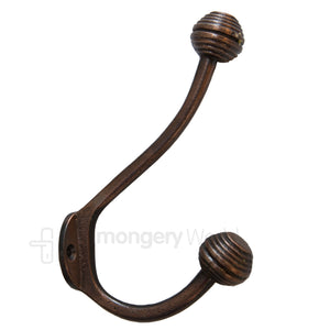 Beehive Ball Tip Coat Hook Antique Copper.